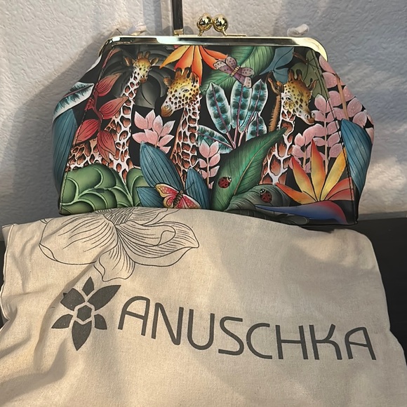 NWT Anuschka Artistic Framed Jungle Collection Hand painted Crossbody/Clutch - Picture 4 of 14